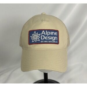 Alpine Design Trucker Snapback Cap Cream Mesh Back Retro Outdoor Hiking Camping